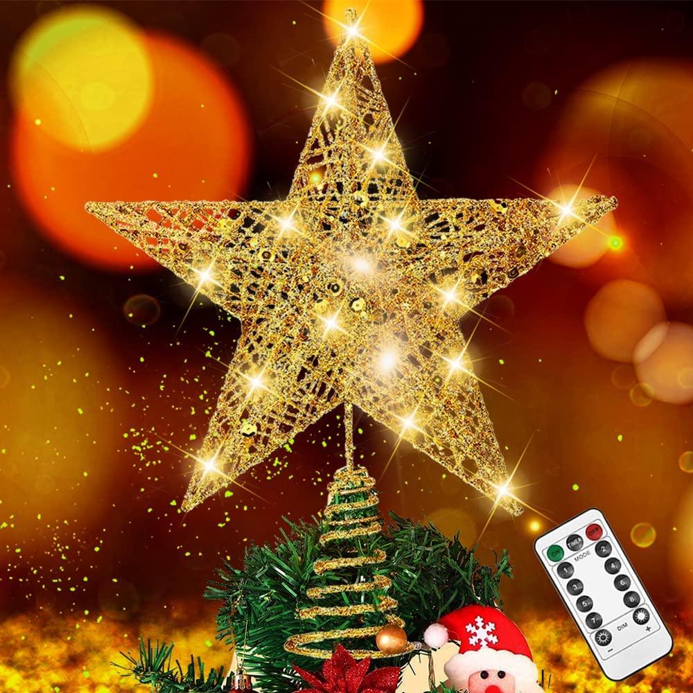 Christmas Tree Topper, 40 LED 11 Inches USB Lighted Star Tree Topper with Remote Control Decorations for Indoor - Decotree.co Online Shop