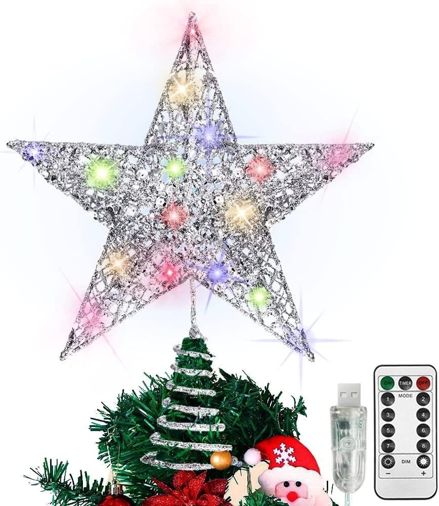Christmas Tree Topper, 40 LED 11 Inches USB Lighted Star Tree Topper with Remote Control Decorations for Indoor - Decotree.co Online Shop