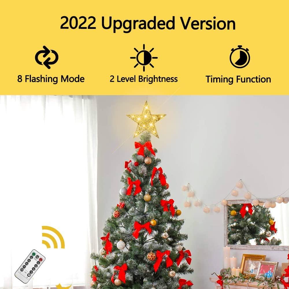 Christmas Tree Topper, 40 LED 11 Inches USB Lighted Star Tree Topper with Remote Control Decorations for Indoor - Decotree.co Online Shop