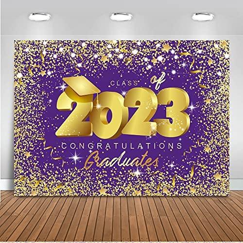 Class of 2023 Backdrop Royal Blue and Gold Glitter Congrats Grad Party Photo Backdrops - Decotree.co Online Shop