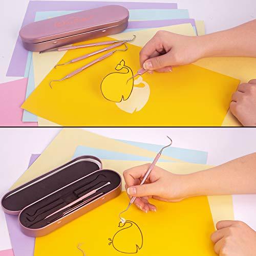 Craft Adhesive Vinyl Tool 4 Pieces Stainless Steel Precision with Case, Weeding Paper Craft Tool Kit - Decotree.co Online Shop