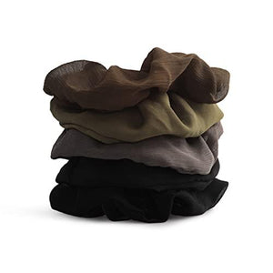 Crepe Scrunchies for women, Hair Scrunchies, Ponytail, 5 Pack (Moss) - Decotree.co Online Shop