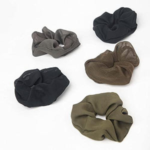 Crepe Scrunchies for women, Hair Scrunchies, Ponytail, 5 Pack (Moss) - Decotree.co Online Shop