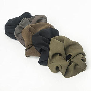Crepe Scrunchies for women, Hair Scrunchies, Ponytail, 5 Pack (Moss) - Decotree.co Online Shop