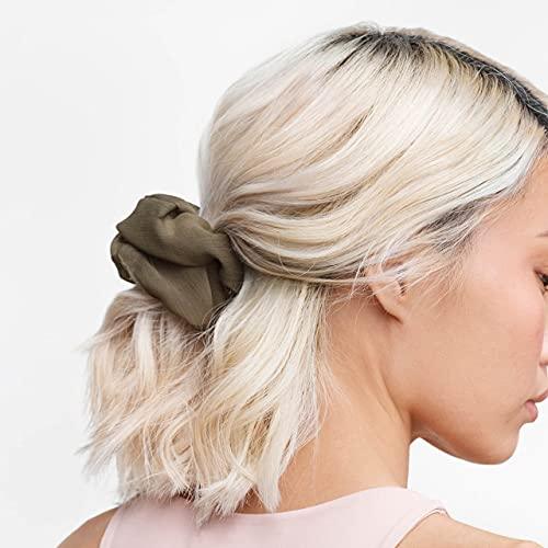 Crepe Scrunchies for women, Hair Scrunchies, Ponytail, 5 Pack (Moss) - Decotree.co Online Shop