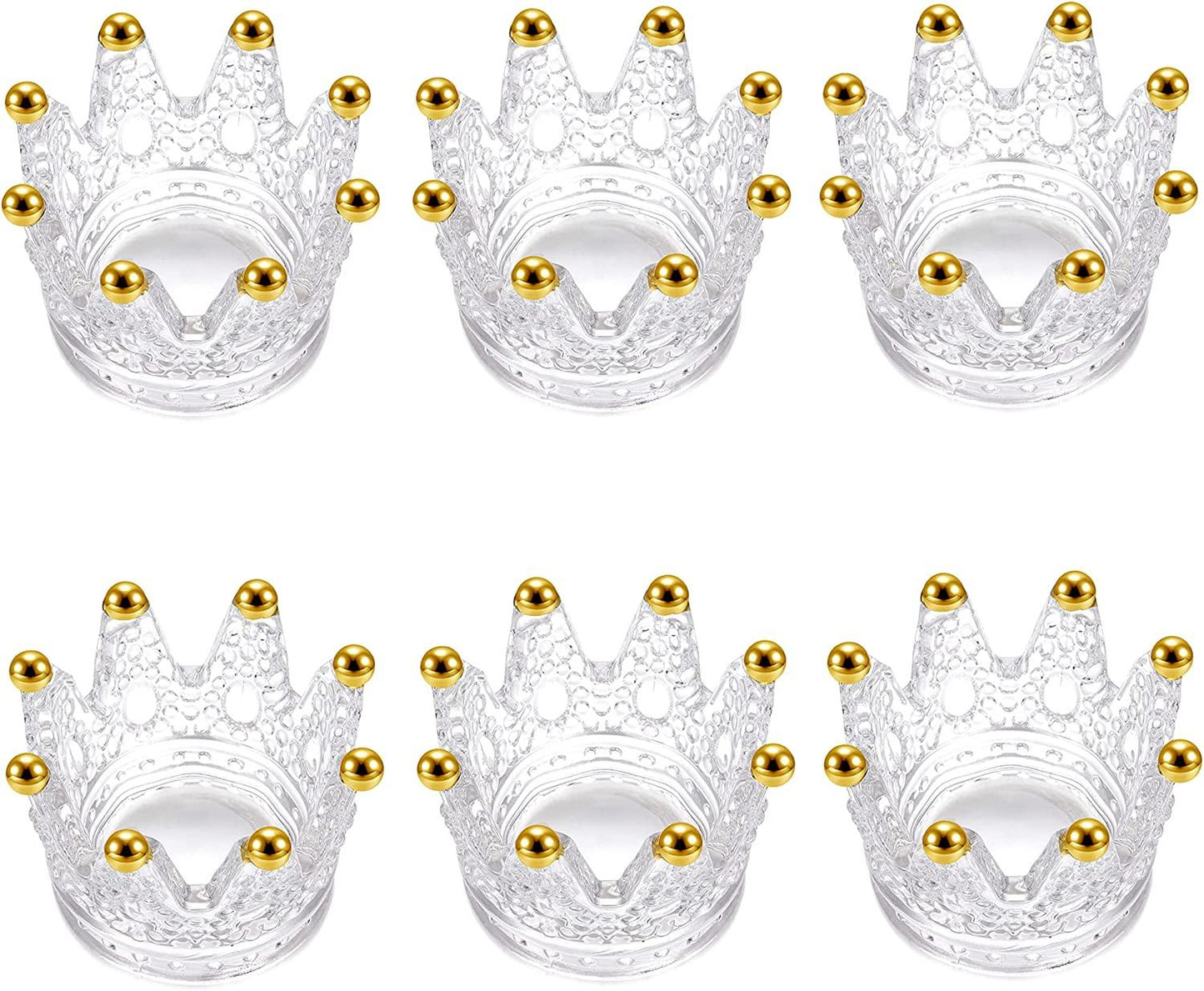 Crown Glass Crystal Tealight Candle Holder Decorative Set of 6, Ashtray Candle Holder, Glass Votive Candle Holders - Decotree.co Online Shop