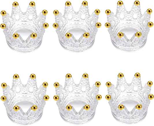 Crown Glass Crystal Tealight Candle Holder Decorative Set of 6, Ashtray Candle Holder, Glass Votive Candle Holders - Decotree.co Online Shop