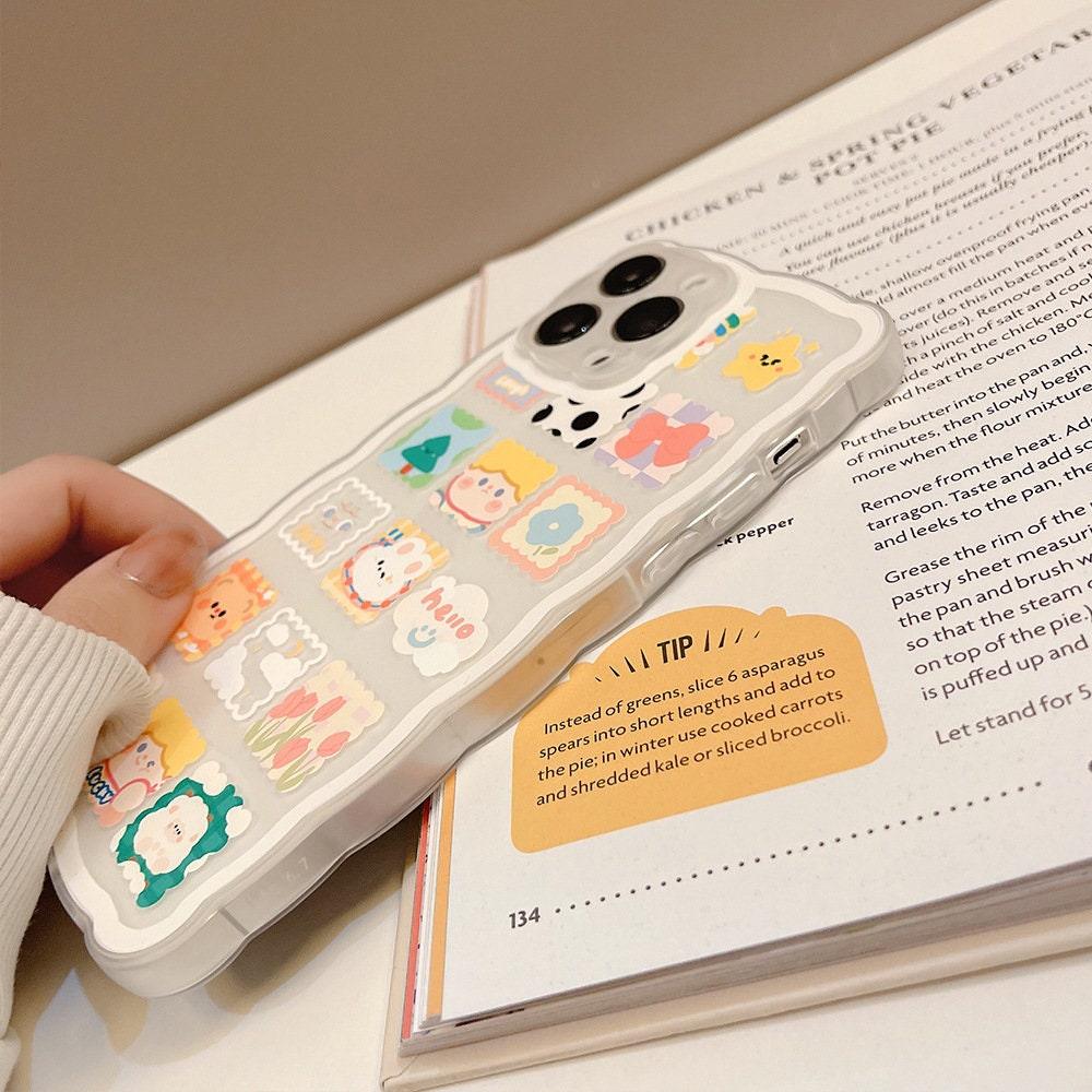 Cute Cartoon Rabbit Bear Pattern iPhone 14 13 12 Pro Max Phone Case - Decotree.co Online Shop