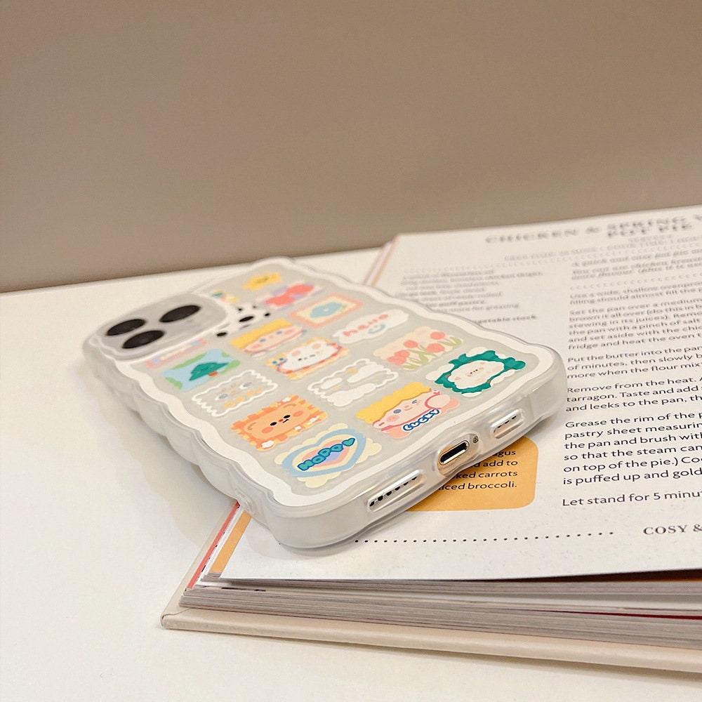 Cute Cartoon Rabbit Bear Pattern iPhone 14 13 12 Pro Max Phone Case - Decotree.co Online Shop