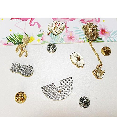 Cute Enamel Lapel Pin Set, 6pcs Cartoon Brooch Pin Badges for Clothes Bags Backpacks - Rainbow Cactus Succulent Leaves Pineapple - Decotree.co Online Shop