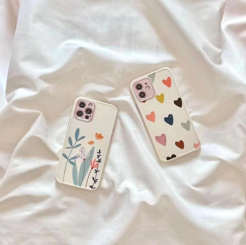 Cute Heart Floral iPhone 13 12 11 Pro Max case iPhone 13 12 mini case iPhone XR case iPhone XS Max Case iPhone 7 Plus 8 Plus iPhone SE Case - Decotree.co Online Shop