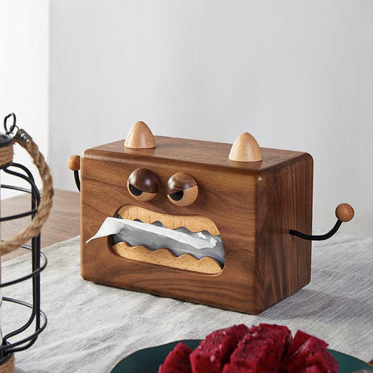 Cute Wooden Monster Tissue Box Cover, Fancy Towel Paper Stand Tissue Box Holder - Decotree.co Online Shop