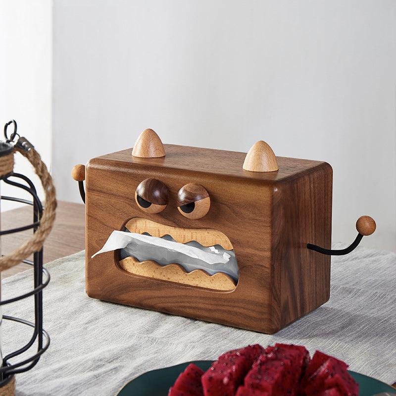 Cute Wooden Monster Tissue Box Cover, Fancy Towel Paper Stand Tissue Box Holder - Decotree.co Online Shop