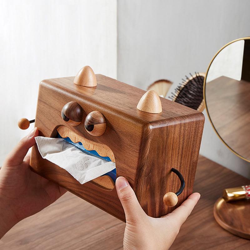 Cute Wooden Monster Tissue Box Cover, Fancy Towel Paper Stand Tissue Box Holder - Decotree.co Online Shop