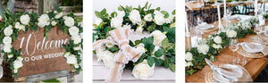 4pcs White Rose Garland, Artificial Flower Vines Fake Silk White Rose Garland Outdoor Wedding Decorations - Decotree.co Online Shop