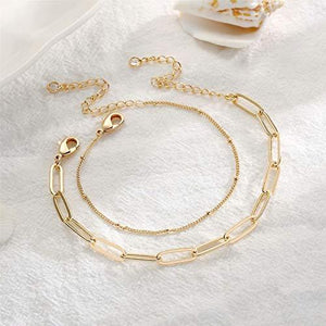 Dainty Layered Bracelets for Women, 14K Gold Filled Adjustable Layering Oval Chain Bracelet - Decotree.co Online Shop