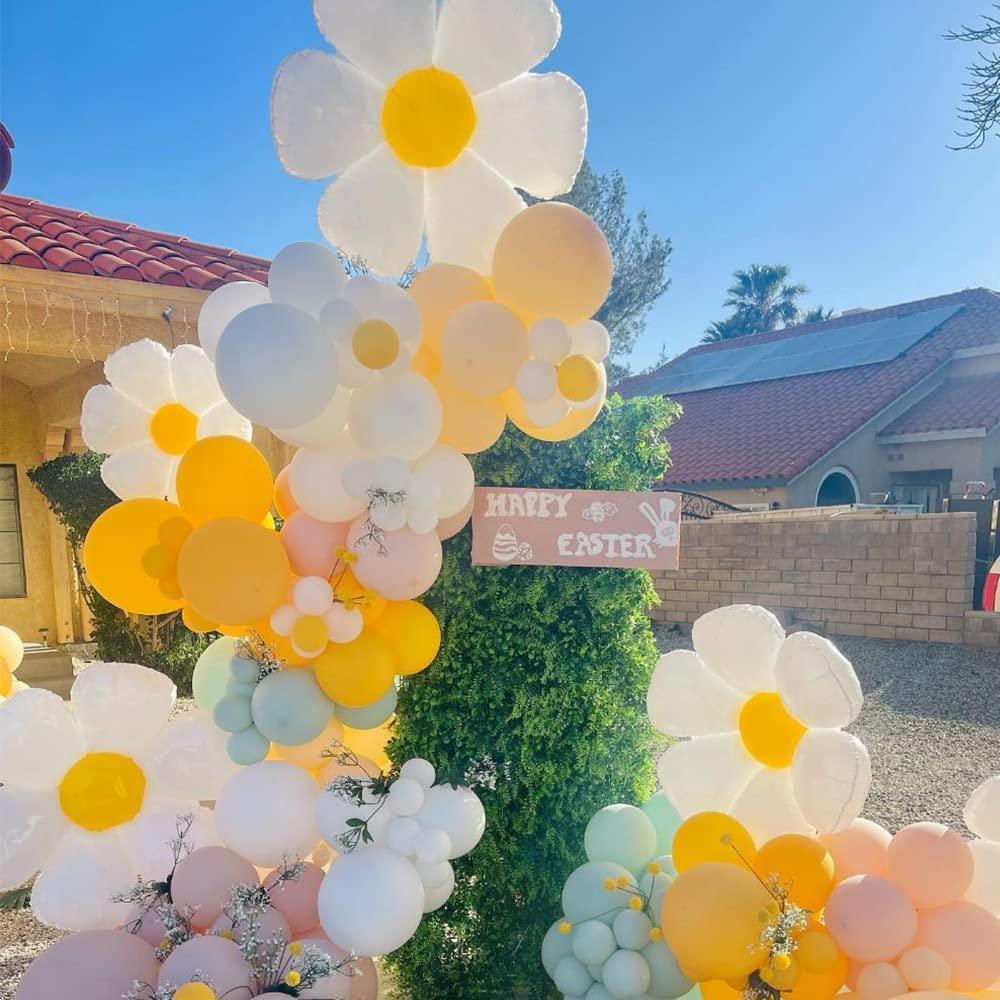 Daisy Balloons 9 Pieces White Daisy Flower Balloons for Groovy Daisy Theme Girls Birthday Party Wedding Baby Shower Decoration (3 sizes mixed) - Decotree.co Online Shop