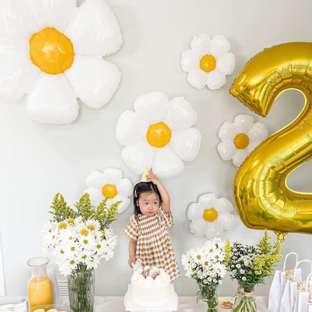 Daisy Balloons 9 Pieces White Daisy Flower Balloons for Groovy Daisy Theme Girls Birthday Party Wedding Baby Shower Decoration (3 sizes mixed) - Decotree.co Online Shop