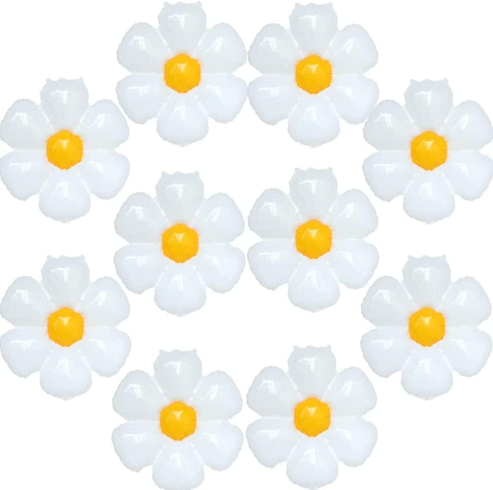 Daisy Balloons 9 Pieces White Daisy Flower Balloons for Groovy Daisy Theme Girls Birthday Party Wedding Baby Shower Decoration (3 sizes mixed) - Decotree.co Online Shop