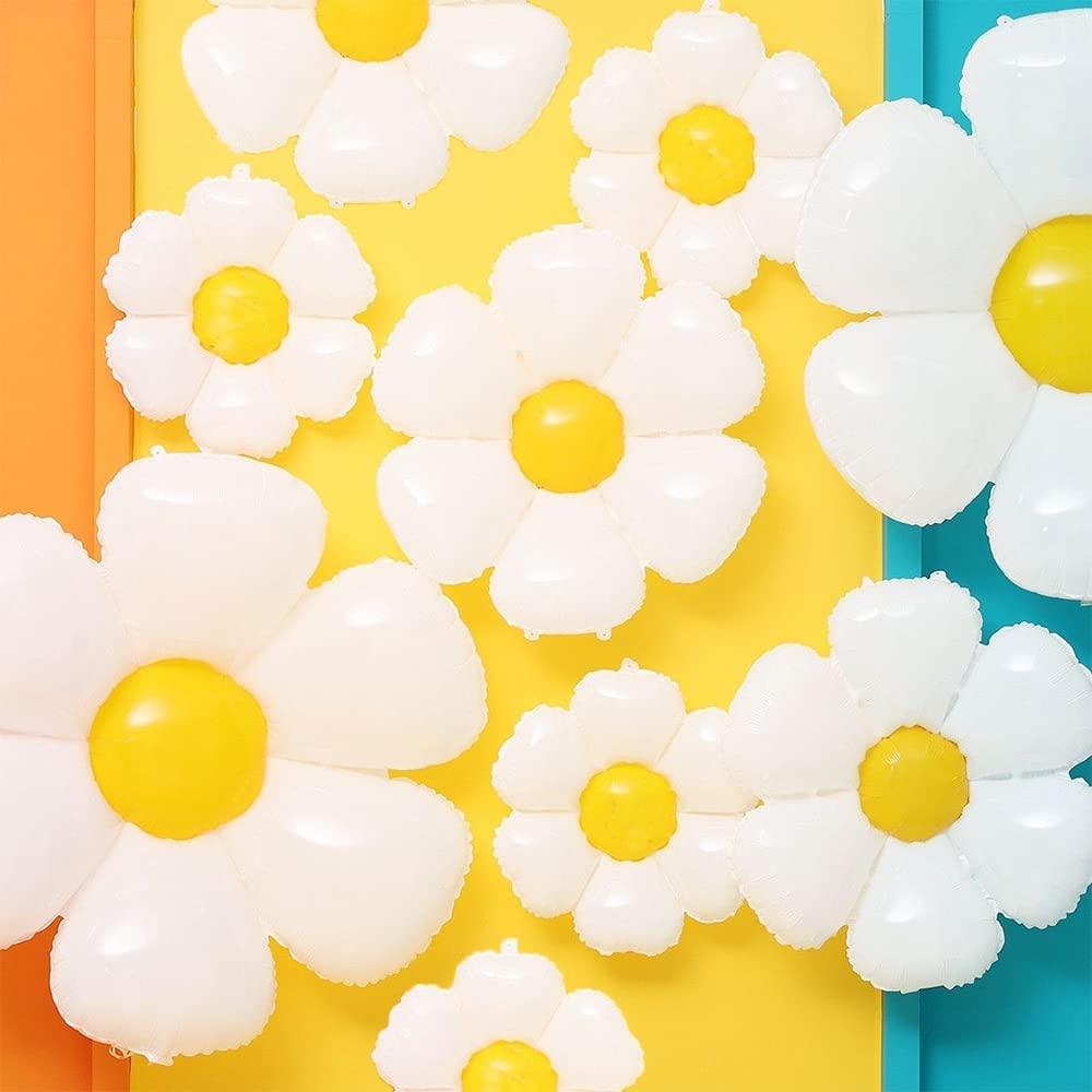 Daisy Balloons 9 Pieces White Daisy Flower Balloons for Groovy Daisy Theme Girls Birthday Party Wedding Baby Shower Decoration (3 sizes mixed) - Decotree.co Online Shop