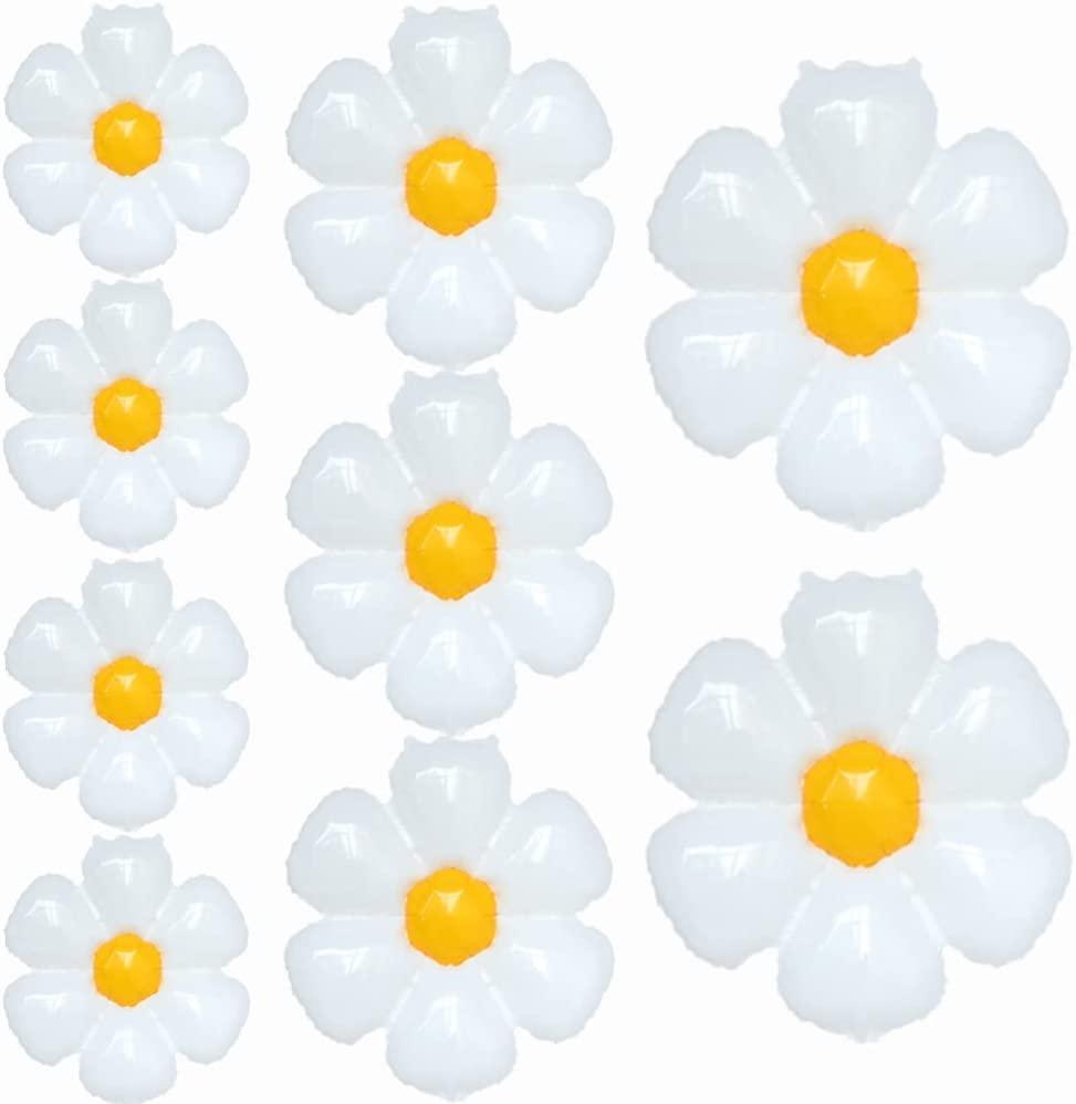 Daisy Balloons 9 Pieces White Daisy Flower Balloons for Groovy Daisy Theme Girls Birthday Party Wedding Baby Shower Decoration (3 sizes mixed) - Decotree.co Online Shop