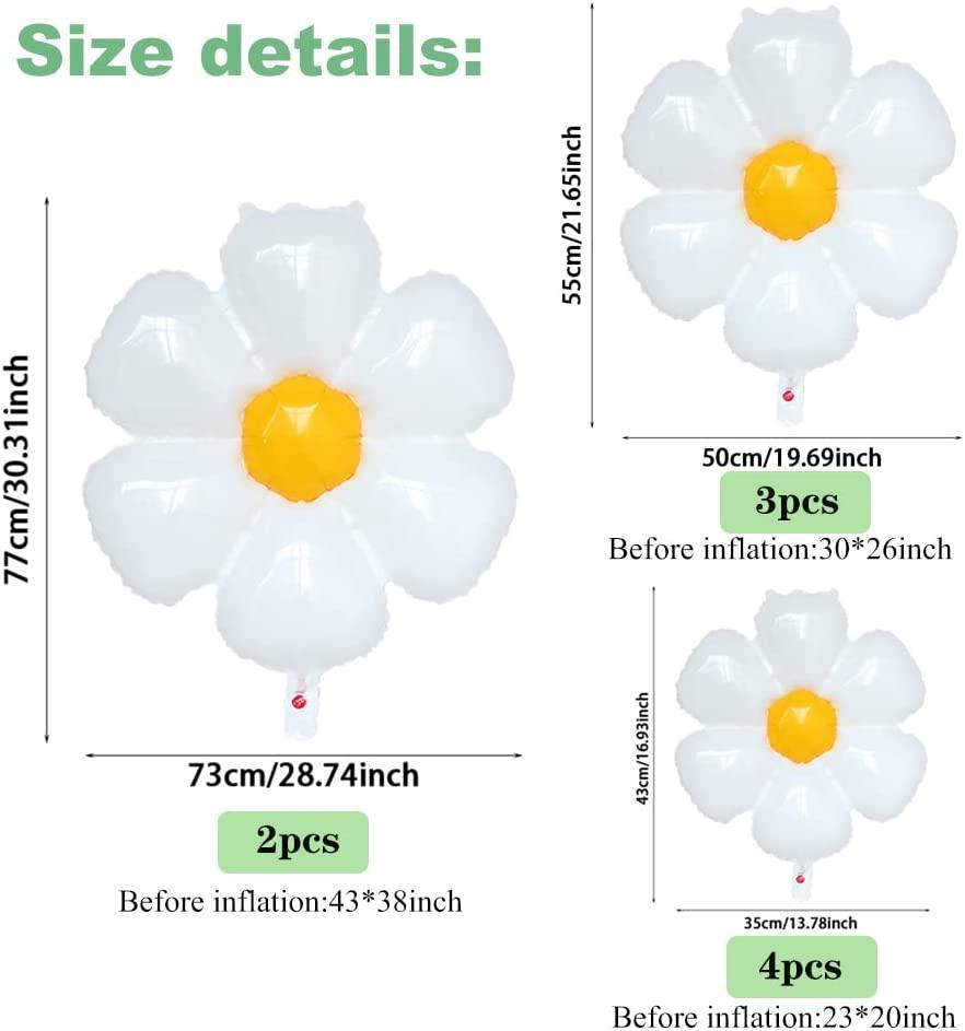 Daisy Balloons 9 Pieces White Daisy Flower Balloons for Groovy Daisy Theme Girls Birthday Party Wedding Baby Shower Decoration (3 sizes mixed) - Decotree.co Online Shop