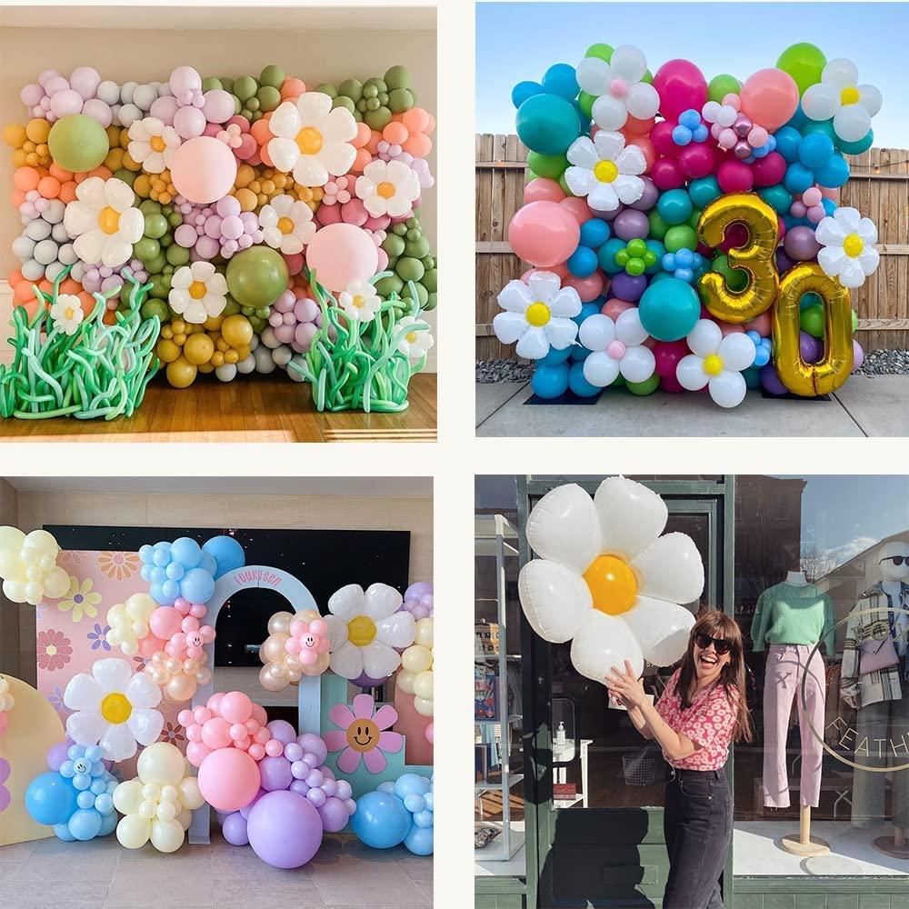 Daisy Balloons 9 Pieces White Daisy Flower Balloons for Groovy Daisy Theme Girls Birthday Party Wedding Baby Shower Decoration (3 sizes mixed) - Decotree.co Online Shop