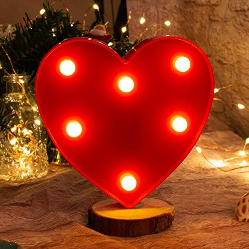Decorative LED Marquee Lights Red Heart Shaped Light Up Sign for Wedding Birthday Party Night