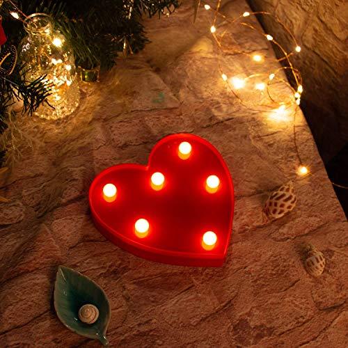 Decorative LED Marquee Lights Red Heart Shaped Light Up Sign for Wedding, Birthday, Party Night - Decotree.co Online Shop