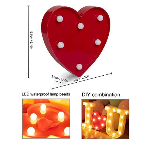 Decorative LED Marquee Lights Red Heart Shaped Light Up Sign for Wedding, Birthday, Party Night - Decotree.co Online Shop