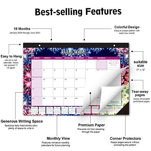 Desk Calendar 2021-2022: Large Monthly Pages 17 x 11-1/2 Inches Runs from July 2021 Through December - Decotree.co Online Shop