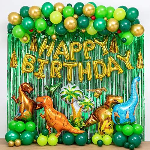 Dinosaur Birthday Party Decorations&Balloons Arch Garland Kit(Gold,Green),Dinosaurs Balloons,Happy Birthday Balloons,Curtains,for Dino Themed Kid's Party,Shower - Decotree.co Online Shop