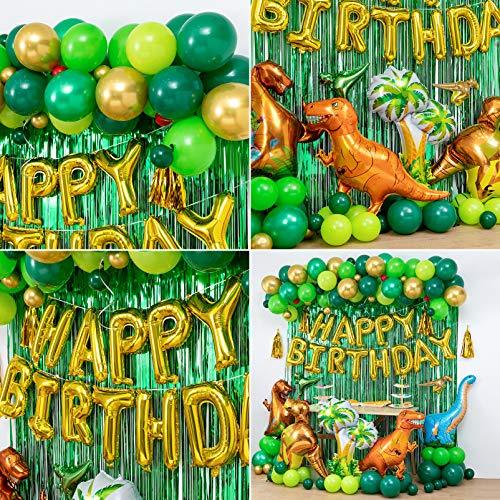 Dinosaur Birthday Party Decorations&Balloons Arch Garland Kit(Gold,Green),Dinosaurs Balloons,Happy Birthday Balloons,Curtains,for Dino Themed Kid's Party,Shower - Decotree.co Online Shop