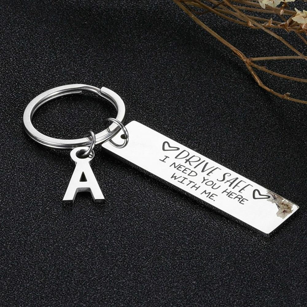 Drive Safe Keychain With Custom Initials Charm - Decotree.co Online Shop