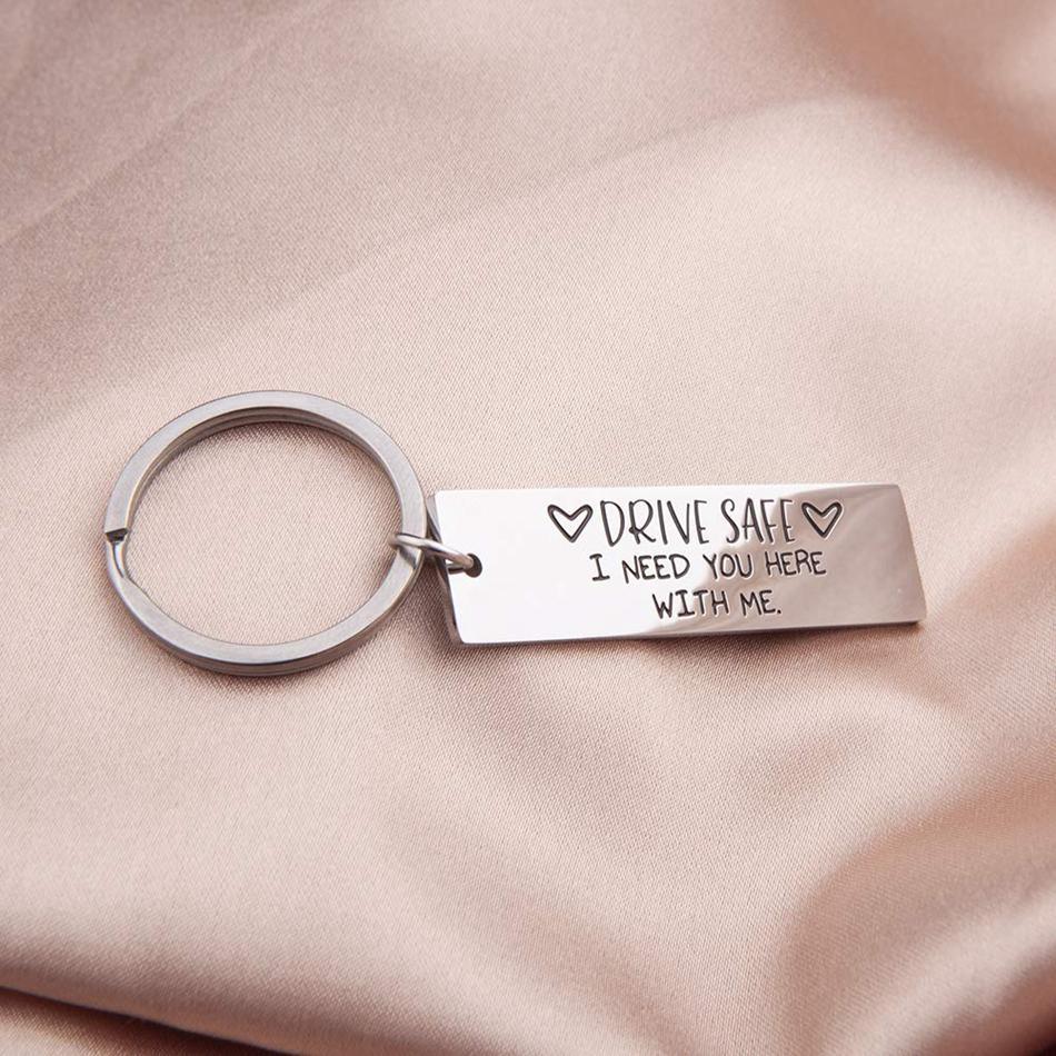Drive Safe Keychain With Custom Initials Charm - Decotree.co Online Shop