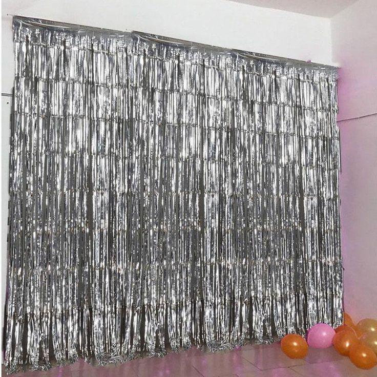 Foil Fringe Curtains Party Decorations - Melsan 3 Pack 3.2 x 8.2 ft Tinsel Curtain Party Photo Backdrop for Birthday Party Baby Shower or Graduation Decorations Silver - Decotree.co Online Shop