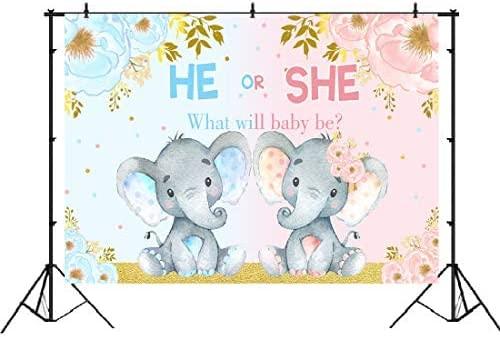 Elephant Gender Reveal Baby Shower Photo Backdrop Pink or Blue Elephant Flower Background - Decotree.co Online Shop