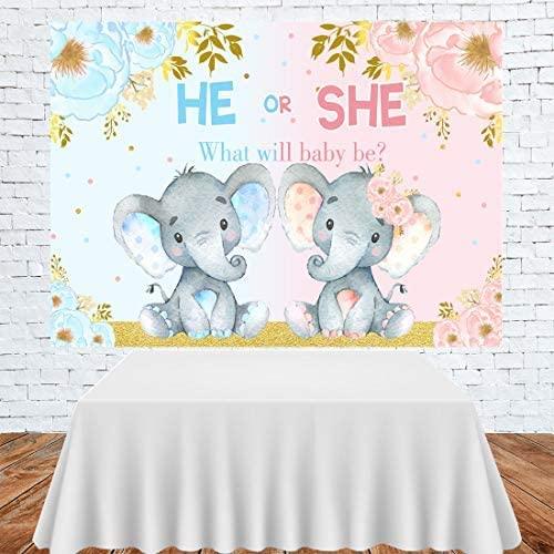 Elephant Gender Reveal Baby Shower Photo Backdrop Pink or Blue Elephant Flower Background - Decotree.co Online Shop