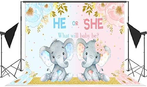 Elephant Gender Reveal Baby Shower Photo Backdrop Pink or Blue Elephant Flower Background - Decotree.co Online Shop