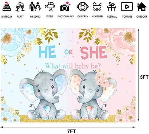 Elephant Gender Reveal Baby Shower Photo Backdrop Pink or Blue Elephant Flower Background - Decotree.co Online Shop