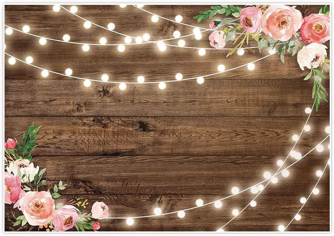 Fabric Rustic Floral Wooden Backdrop for Baby Shower Bridal Wedding Studio Photography - Decotree.co Online Shop