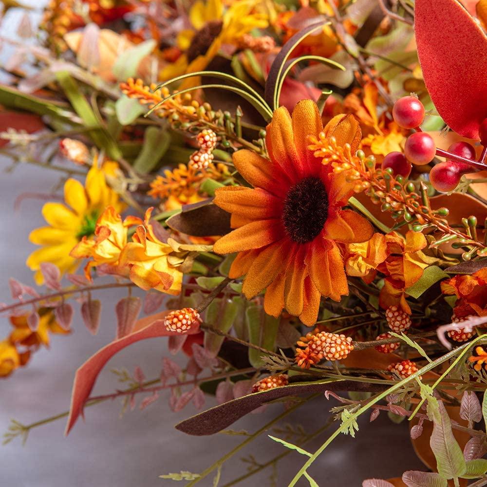 Fall Front Door Wreath,24ââ‚?Artificial Floral Wreath with Colorful Daisies - Decotree.co Online Shop
