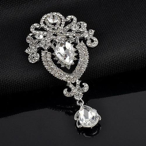 Fashion Crown Crystal Corsage Pendant Glass Brooch - Decotree.co Online Shop