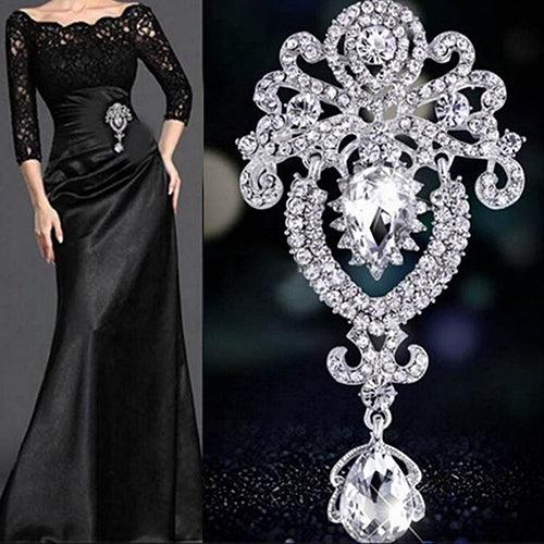Fashion Crown Crystal Corsage Pendant Glass Brooch - Decotree.co Online Shop