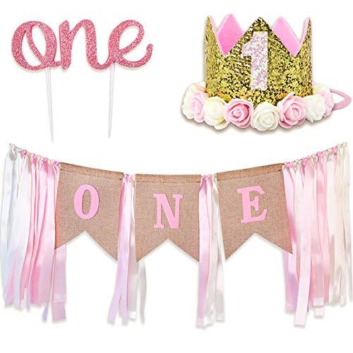 First Birthday Decoration for Girl, First Birthday Crown, First Party Decoration and Cake Topper - Decotree.co Online Shop