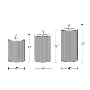 Flameless Pillar Candle Set - 3D Flickering Flame with Wick, 4 Inch Diameter, Battery Operated, Shimmering Light Gold Wax - 3 Pack - Decotree.co Online Shop