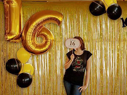 Foil Fringe Curtains Party Decorations - Melsan 3 Pack 3.2 x 8.2 ft Tinsel Curtain Party Photo Backdrop for Birthday Party Baby Shower or Graduation Decorations Gold - Decotree.co Online Shop