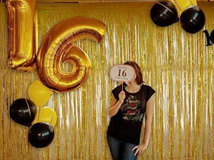 Foil Fringe Curtains Party Decorations - Melsan 3 Pack 3.2 x 8.2 ft Tinsel Curtain Party Photo Backdrop for Birthday Party Baby Shower or Graduation Decorations Gold - Decotree.co Online Shop