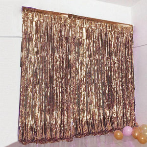 Foil Fringe Curtains Party Decorations - Melsan 3 Pack 3.2 x 8.2 ft Tinsel Curtain Party Photo Backdrop for Birthday Party Baby Shower or Graduation Decorations Rose Gold - Decotree.co Online Shop