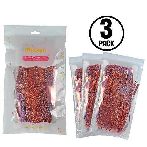 Foil Fringe Curtains Party Decorations - Melsan 3 Pack 3.2 x 8.2 ft Tinsel Curtain Party Photo Backdrop for Birthday Party Baby Shower or Graduation Decorations Rose Gold - Decotree.co Online Shop